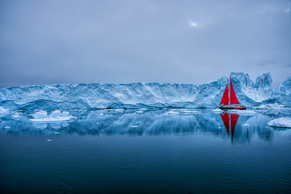 SAILING AMONG THE ICEBERGS Print