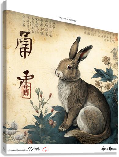 Year of the Rabbit A3 Canvas Print