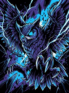 Blue Lightning Owl Spirit