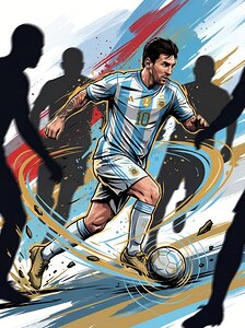 Messi Dribbling Motion Comic Style