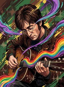 Colorful Vector Portrait of John Lennon