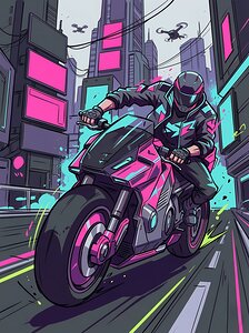 Cyberpunk Neon Rider