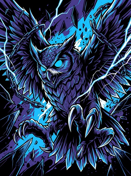 Blue Lightning Owl Spirit by Can daryl