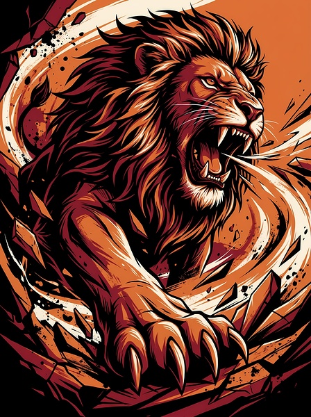 Raging Fire Lion by Can daryl