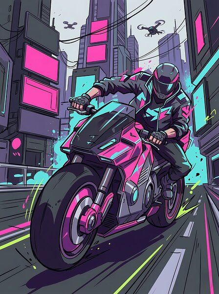 Cyberpunk Neon Rider by Can daryl