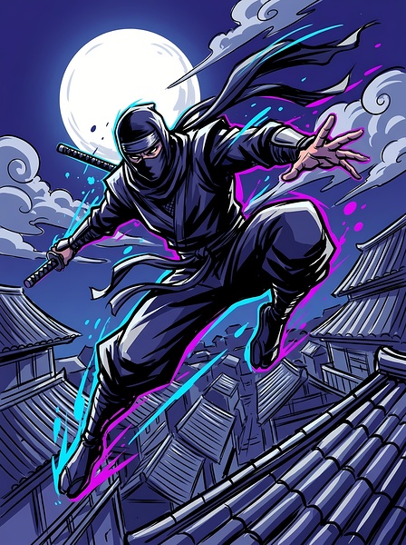 Midnight Rooftop Ninja by Can daryl