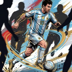 Messi Dribbling Motion Comic Style