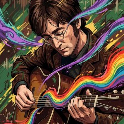 Colorful Vector Portrait of John Lennon
