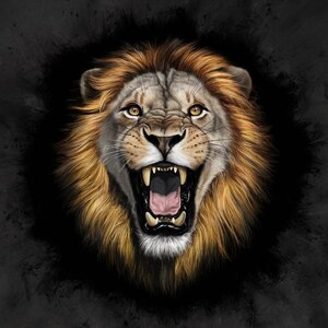 Default Create a roaring lions face with the black