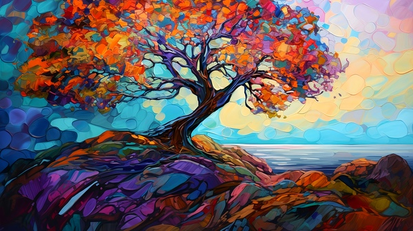 Textured impressionist tree1 Print