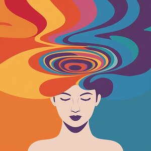 a vibrant and minimalist illustration of a woman