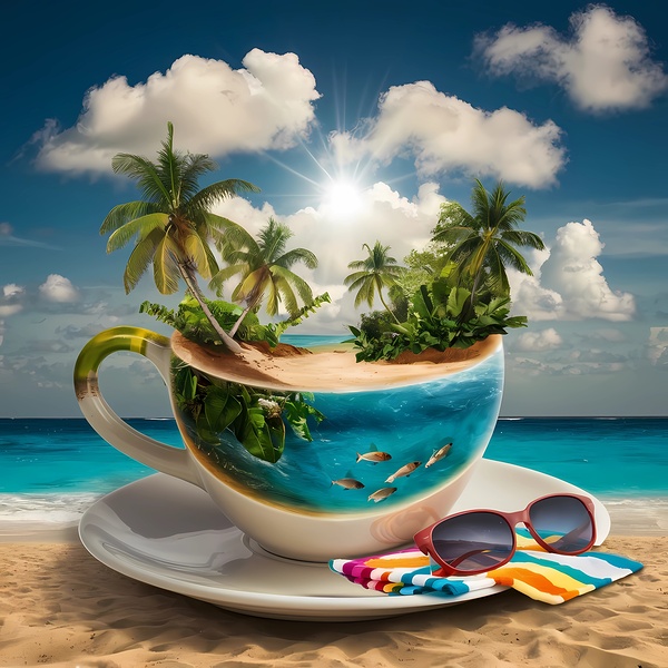 Coffee Cup With Beach by samo styel