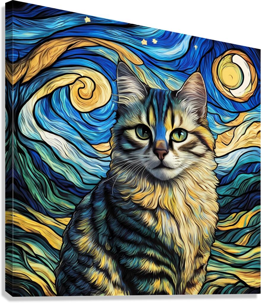 Starry Night Cat Canvas Print