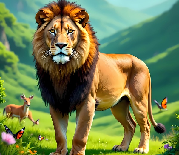 Majestic Lion Wall Art Canvas – Wildlife Nature Decor for Living Room by El moustapha