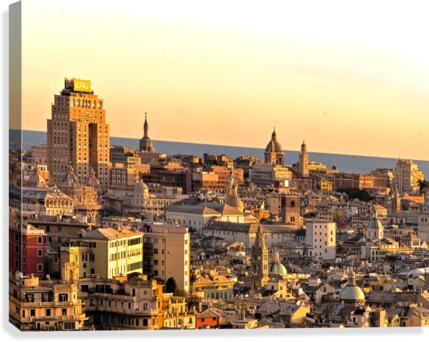 Genoa cityscape at sunset Canvas Print
