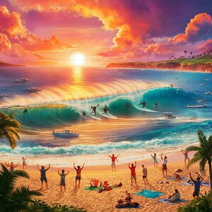 Sunset Surf and Sail: A Beachside Paradise