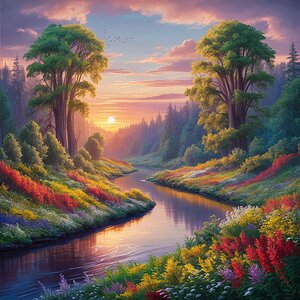 River of Floral Dreams at Sunset