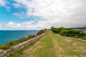 Spectacular natural landscape in north of Spain Asturias. Green coastline of Spain. 