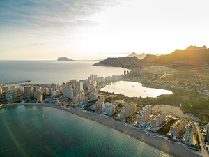 Spectacular coastline of Calpe at sunset. Travel destination in Alicante Costa Blanca Spain.