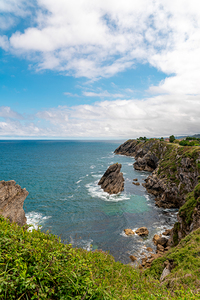 Spectacular natural landscape in north of Spain Asturias. Green coastline of Spain. 