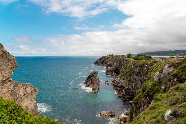 Spectacular natural landscape in north of Spain Asturias. Green coastline of Spain.  Print