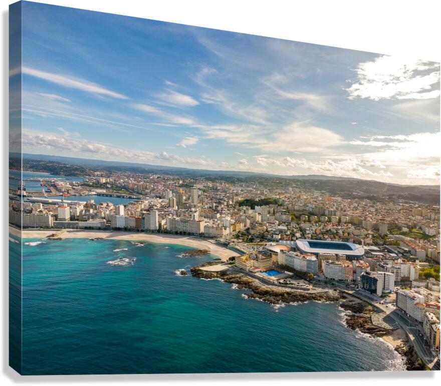 A Coruna city aerial perspective. Old historic center of the city.  Canvas Print