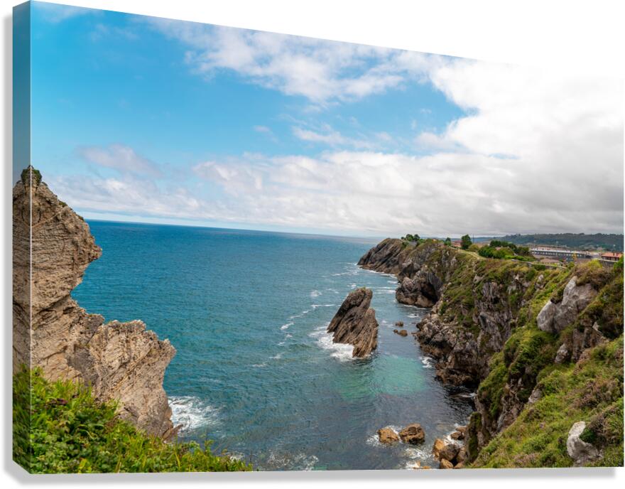 Spectacular natural landscape in north of Spain Asturias. Green coastline of Spain.  Canvas Print