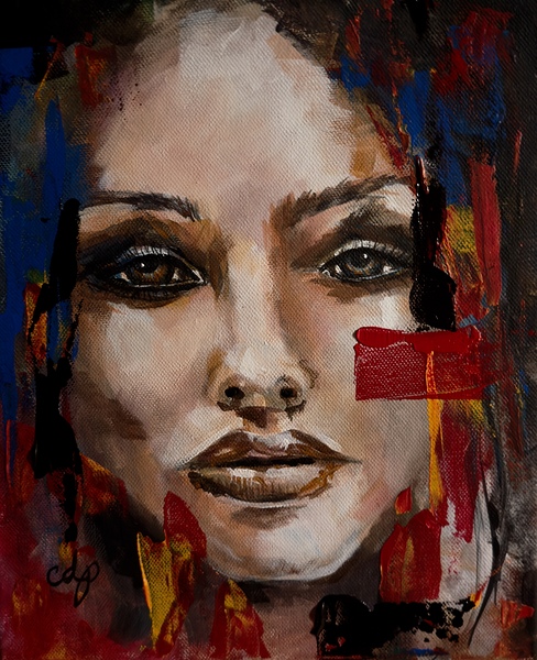 Where Quiet Settles – Original Abstract Figurative Portrait Painting by Connie D. Phillips by Connie D Phillips