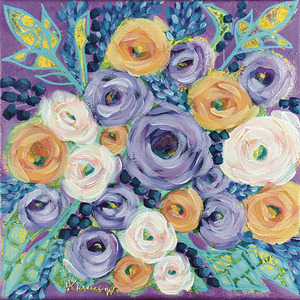 Bloom In His Light Abstract Acrylic Floral Painting Print by Kara Waters