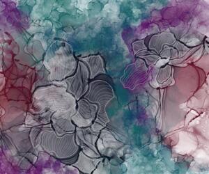 Wild Orchids Alcohol Ink Painting Print