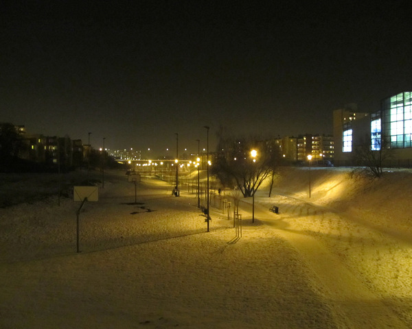 Night Street Lights With Snow 2 by Fotimenow