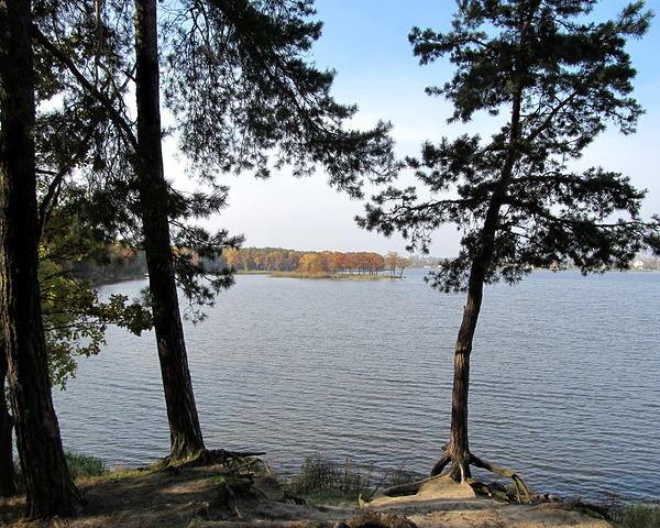 Autumn Lake From Steep Sandy Shore 2 by Fotimenow
