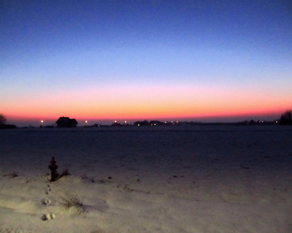 Colorful Sunset Sky Over Winter Countryside by Fotimenow
