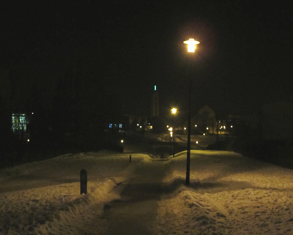 Night Street Lights With Snow by Fotimenow