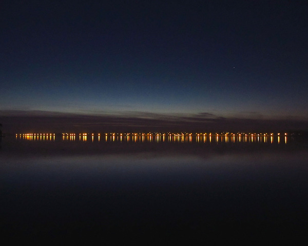 Sunset Sky By A Lake With Lights 2 by Fotimenow