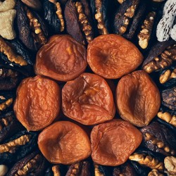 A plate of nuts and dried fruits