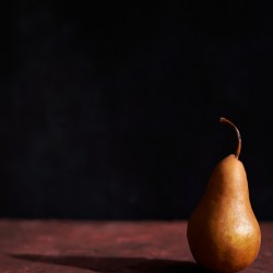 Single pear and its shadow
