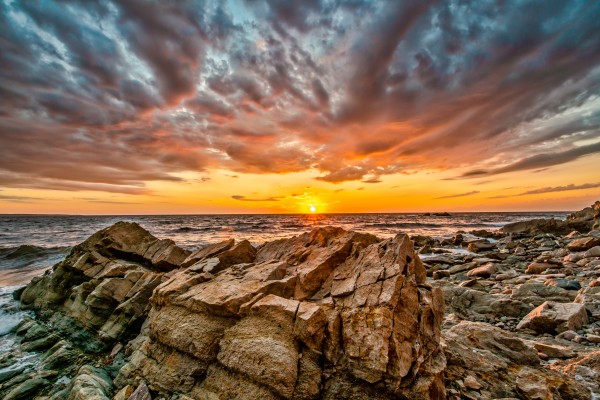 Rocks and Sunset by Michel Soucy