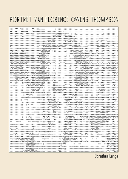 Portret van Florence Owens Thompson ascii art Print