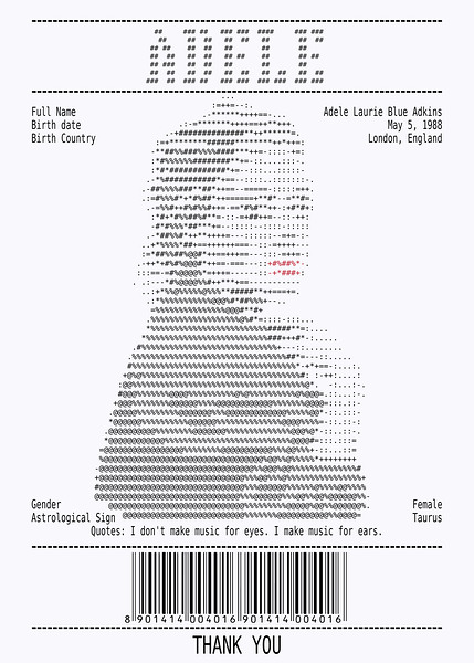 Receipt Art – Adele   Print