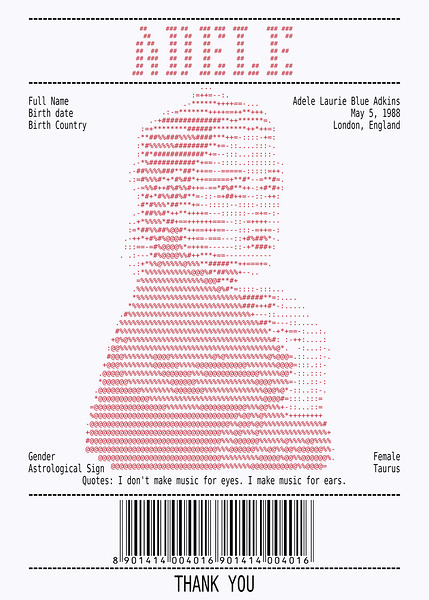 Receipt Art – Adele Red Print
