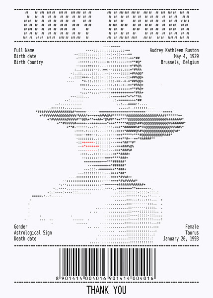 Receipt Art – Audrey Hepburn by Doa Project