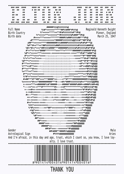 Receipt Art – Elton John by Doa Project