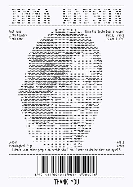Receipt Art – Emma Watson by Doa Project