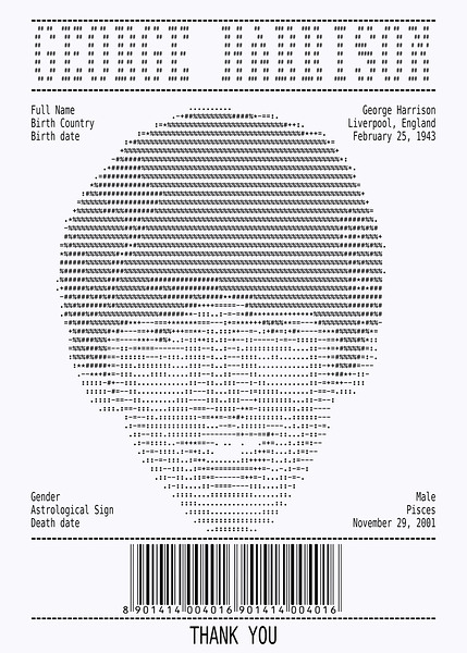 Receipt Art – George Harrison by Doa Project