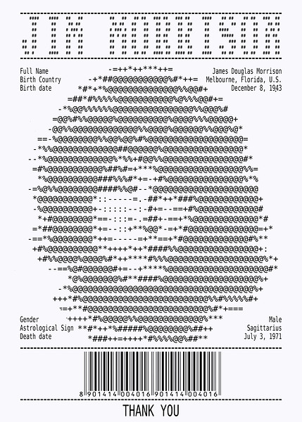Receipt Art – Jim Morrison by Doa Project