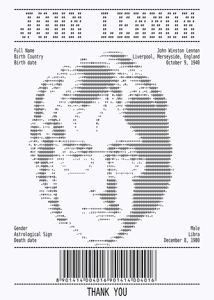 Receipt Art – John Lennon by Doa Project