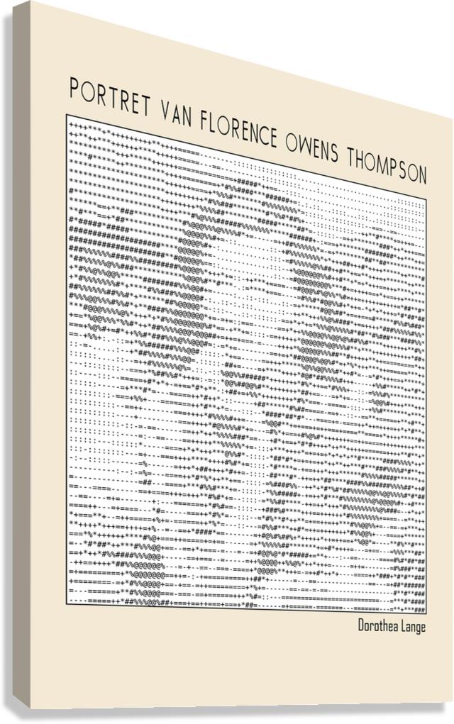 Portret van Florence Owens Thompson ascii art Canvas Print