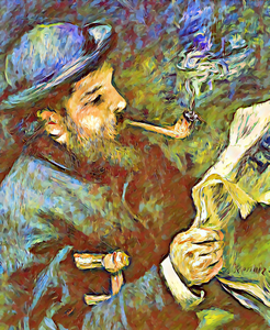 Renoir painting Claude Monet Reading imp