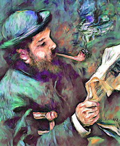 Renoir painting Claude Monet Reading oil2